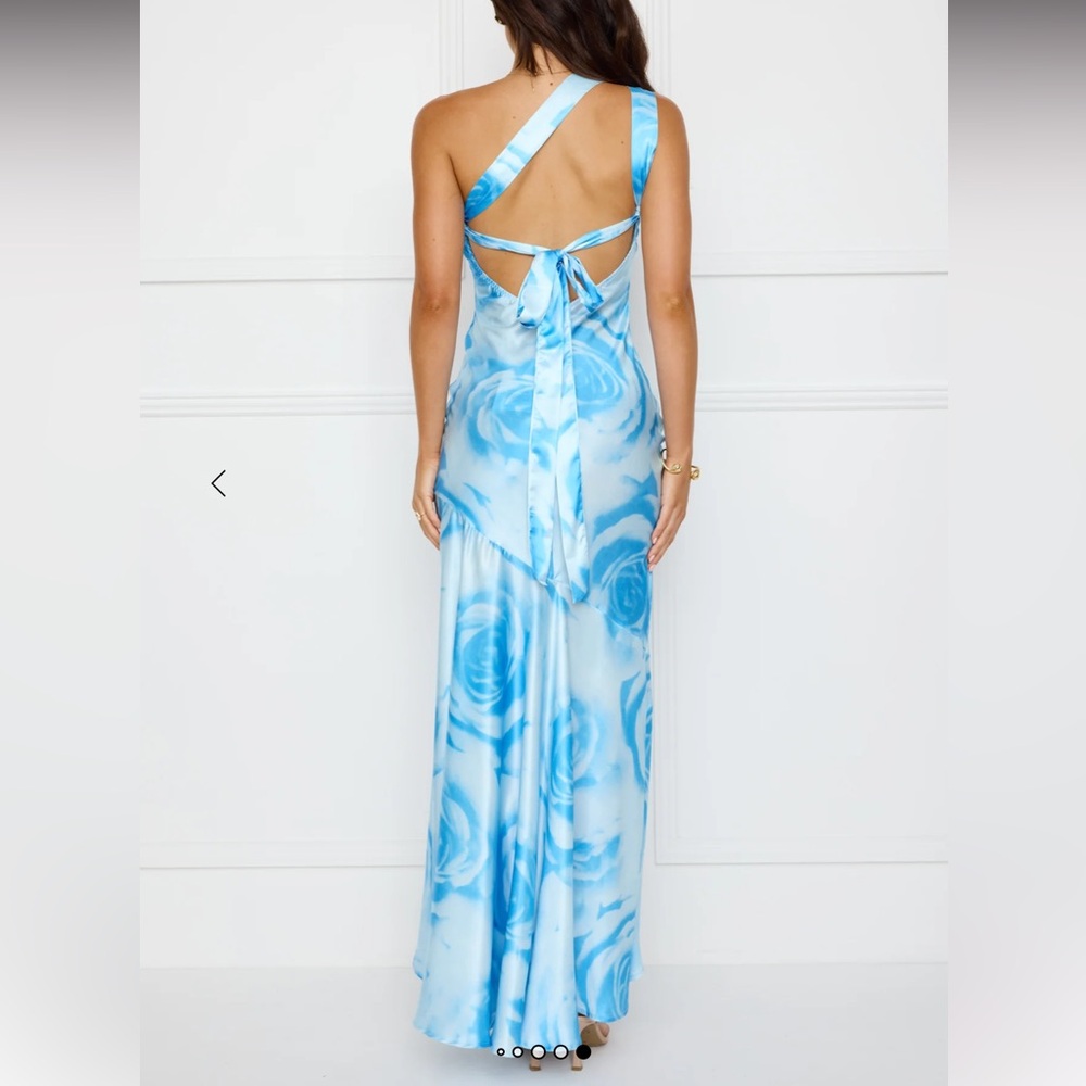 HELLO MOLLY AFTER DARK ALLURE ONE SHOULDER SATIN MAXI DRESS BLUE - Picture 2 of 9